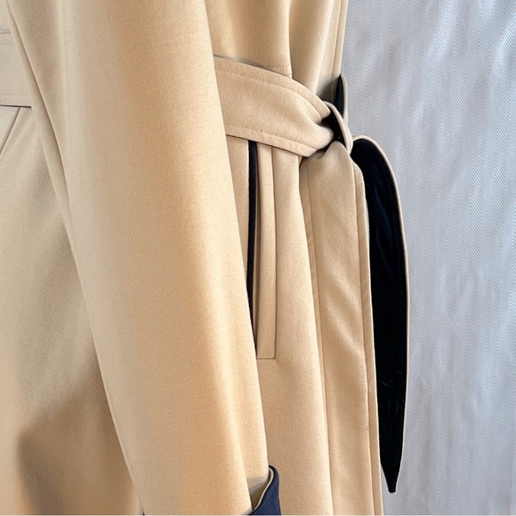 Elegant Cream and Navy Women's Trench Coat - Picture 8 of 12